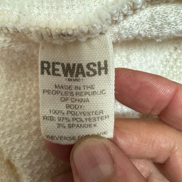 Sherpa Pullover Hoodie Colorblock Beige Cream Warm Cozy - Picture 5 of 7